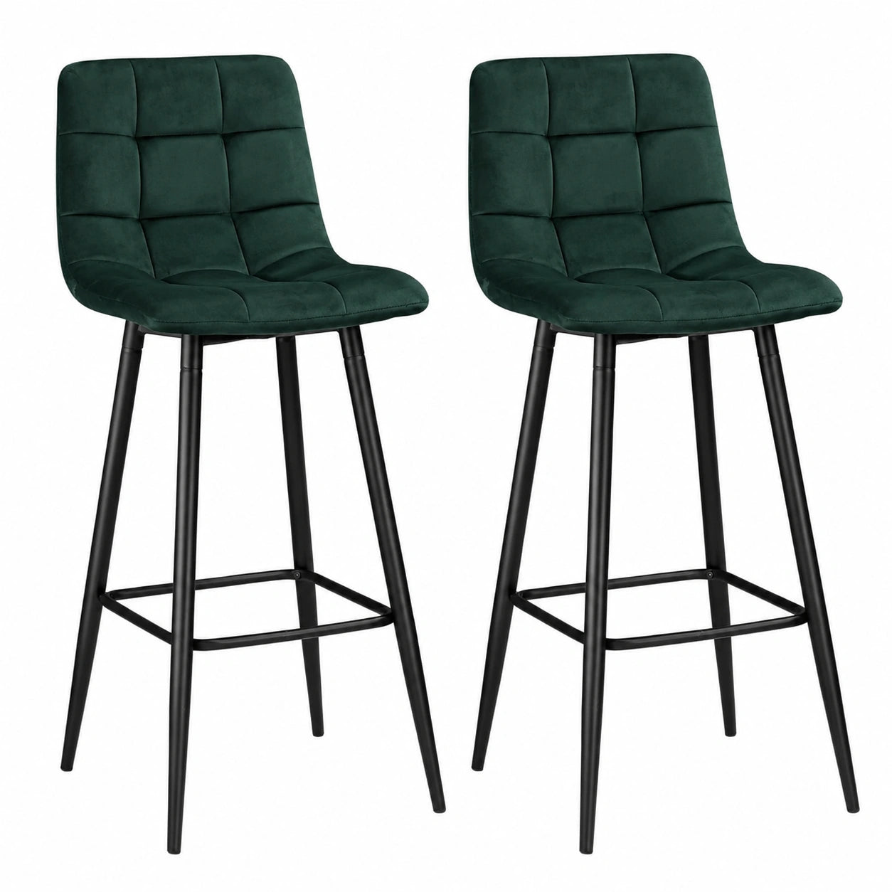 lot-de-2-tabourets-de-bar-velours-avec-pieds-en-acier-et-reposepied-105-cm-vert-fonce-aqrkru8335pf